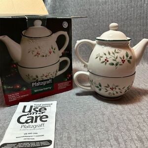 Pfaltzgraff Winterberry Tea for One Set Hand Painted Multicolor Open Box